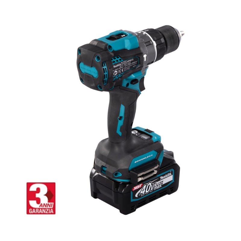 Kit Makita Originale XGT® Trapano Avvitatore a Percussione per Forature e Avvitature Gravose 45 Accessori + 2 Batterie 40V
