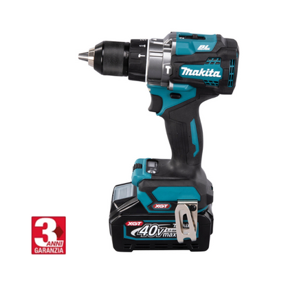 Kit Makita Originale XGT® Trapano Avvitatore a Percussione per Forature e Avvitature Gravose 45 Accessori + 2 Batterie 40V