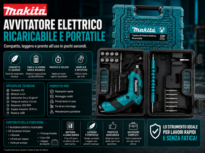 Makita 12V | Avvitatore Portatile ad Alta Potenza • 10 Giorni Senza Ricarica | Novità Makita 2026